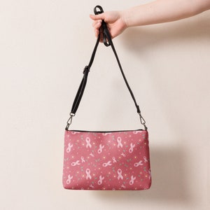 Sac bandoulière ruban rose sensibilisation au cancer du sein, sac à main rose en similicuir pour femme, sac à main rose pour femme, cadeau cancer du sein