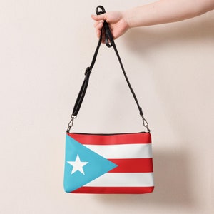 Puero Rico hellblaue Flagge Umhängetasche für Frauen, puertoricanische Kunstleder Handtasche, Patrony Boricua Geldbörse, Geschenk für Puertoricaner