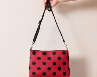 Petit Sac à Main Bandoulière Rouge Bottari - À Pois Blancs - Simili Cuir - NEUF Avec étiquettes