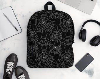 Spider Web Backpack for Women, Spider Water Resistant Bag for Girls, Black and White Spider Backpack, Back to School Gift, Spider Lover Gift