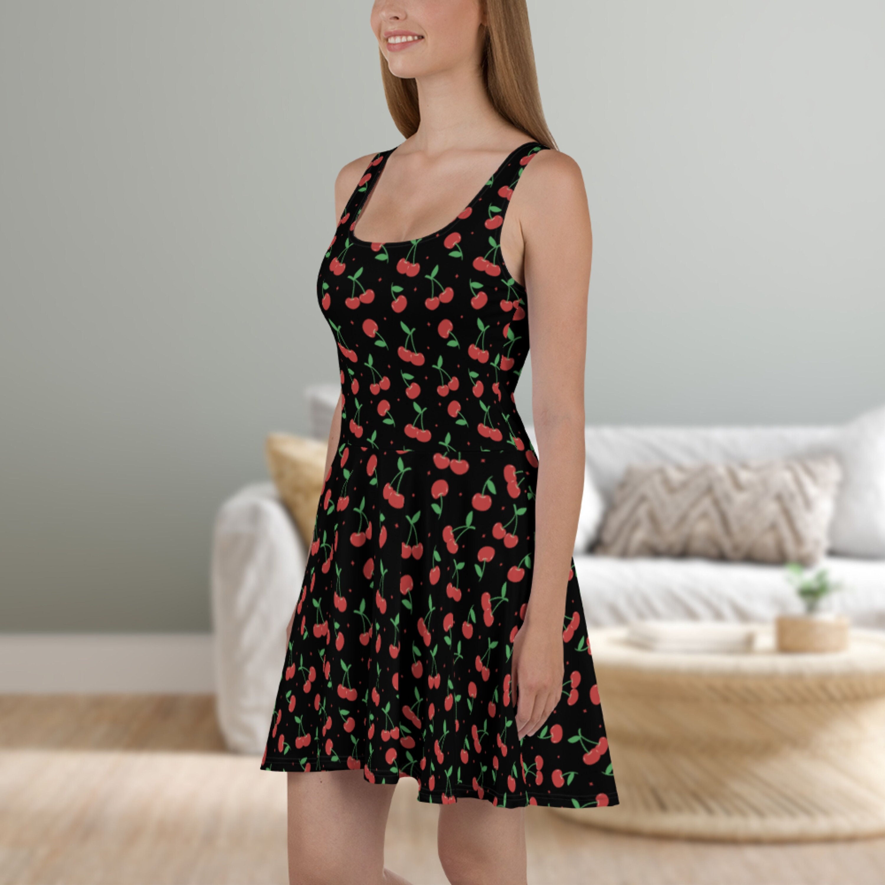 Cherry Black Dress - Etsy
