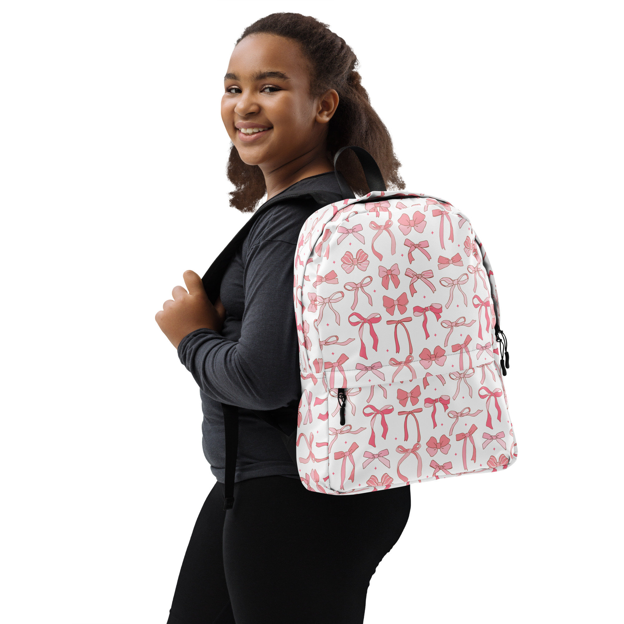 Pink Bows Backpack for Women, Custom Coquette Water