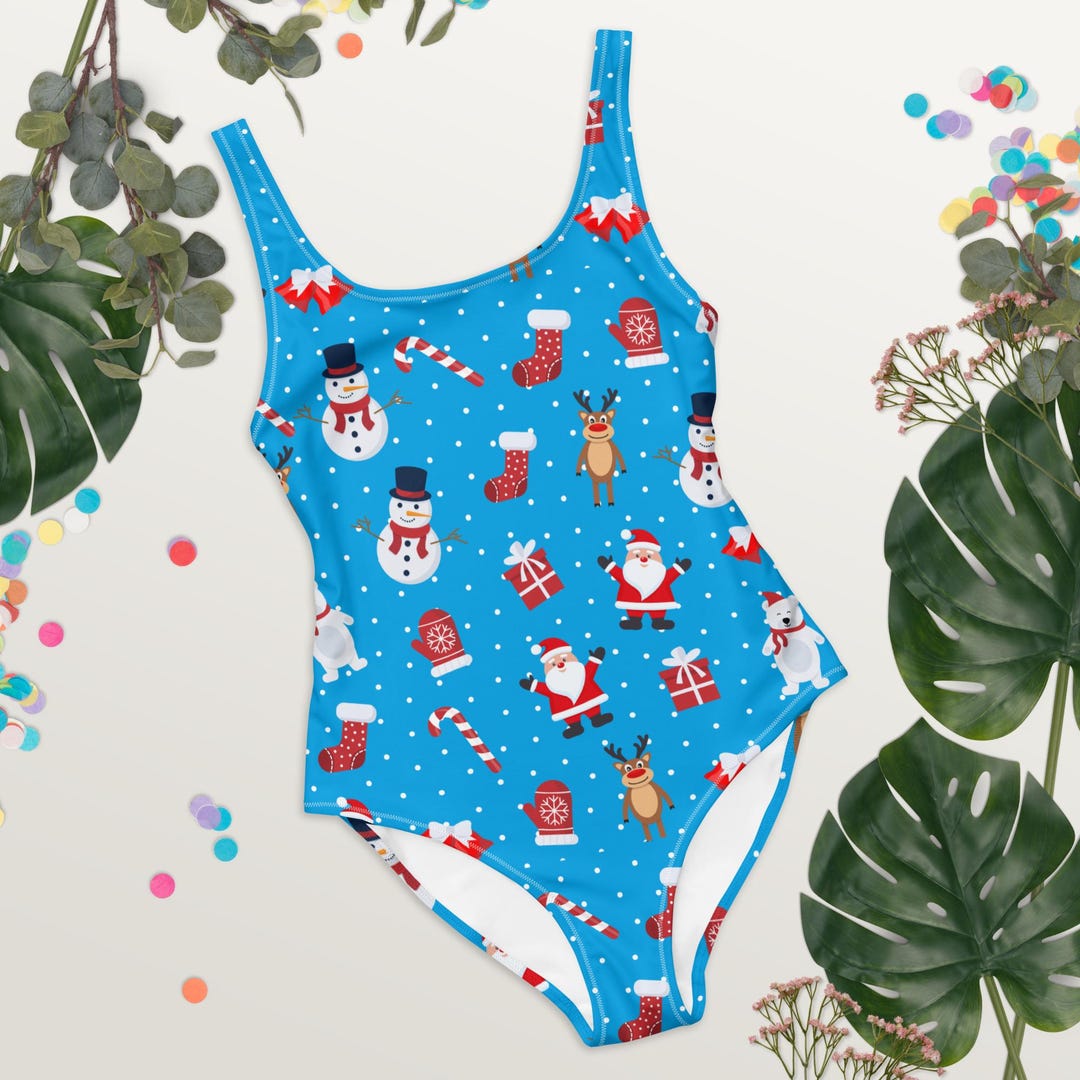 Women's Mint Green Christmas Ornament Buttery Soft Swimsuit With UPF 50+ main image 0
