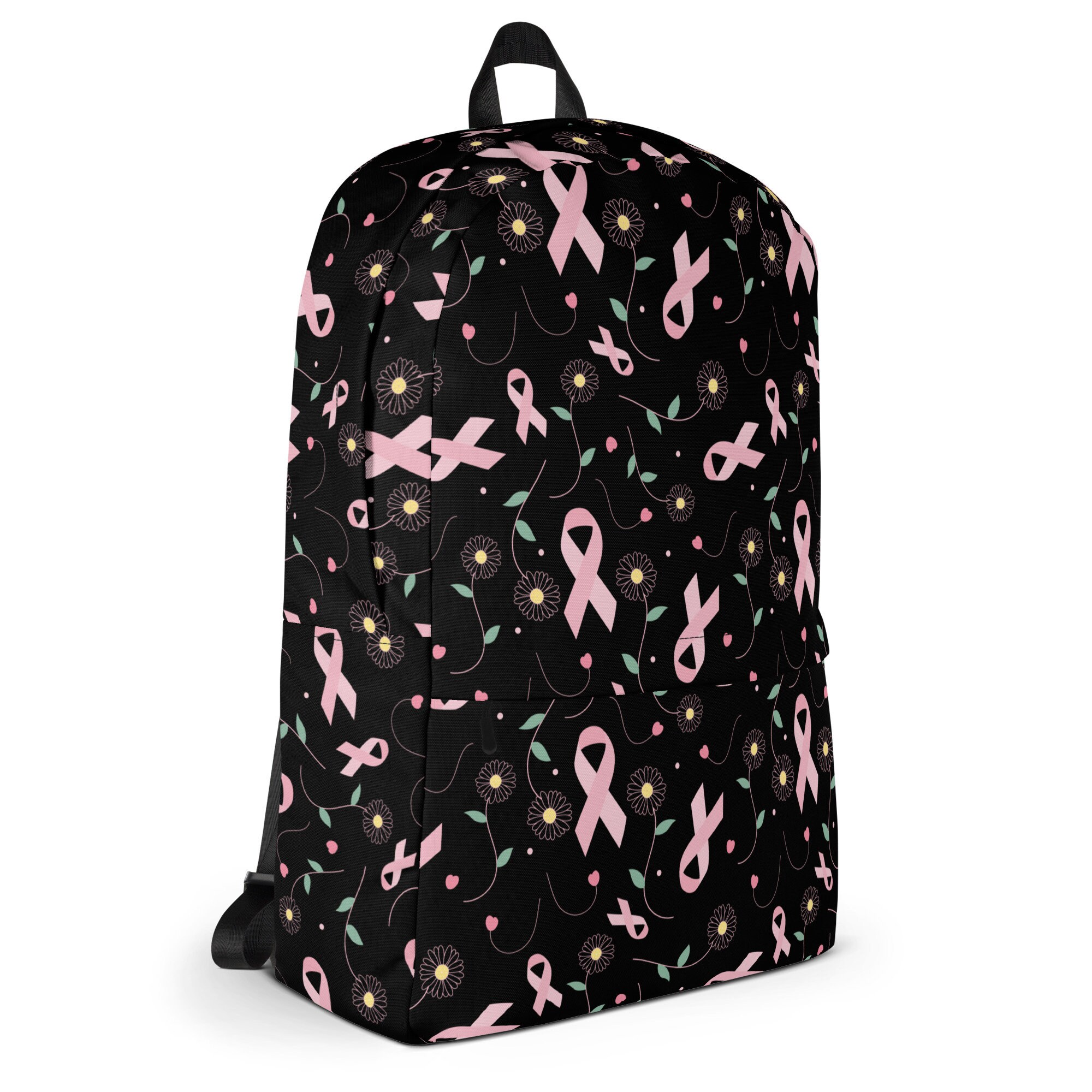 9205 Mini Backpack Purse for Girls Breast Cancer Awareness Pink Ribbon Breast Cancer Awareness Backpack for Women, Floral Pink  main image 3