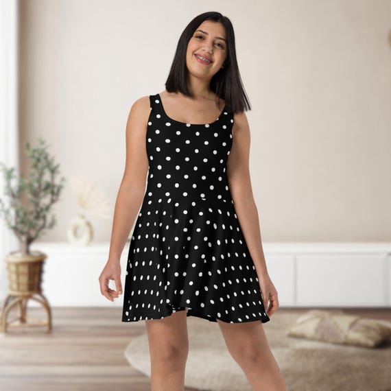 blue dress for baby girl Lilia Black Polka Dot Halter Neck Mini Dress - US 10 main image 1