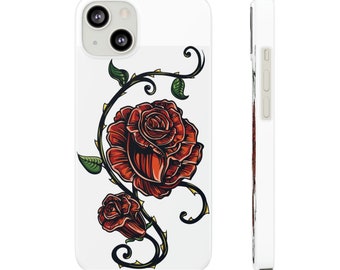 Slim Phone Case with gothic rose design, Lightweight and Stylish Protective Cover for All Phone Models, Iphone / Android. Flower design.