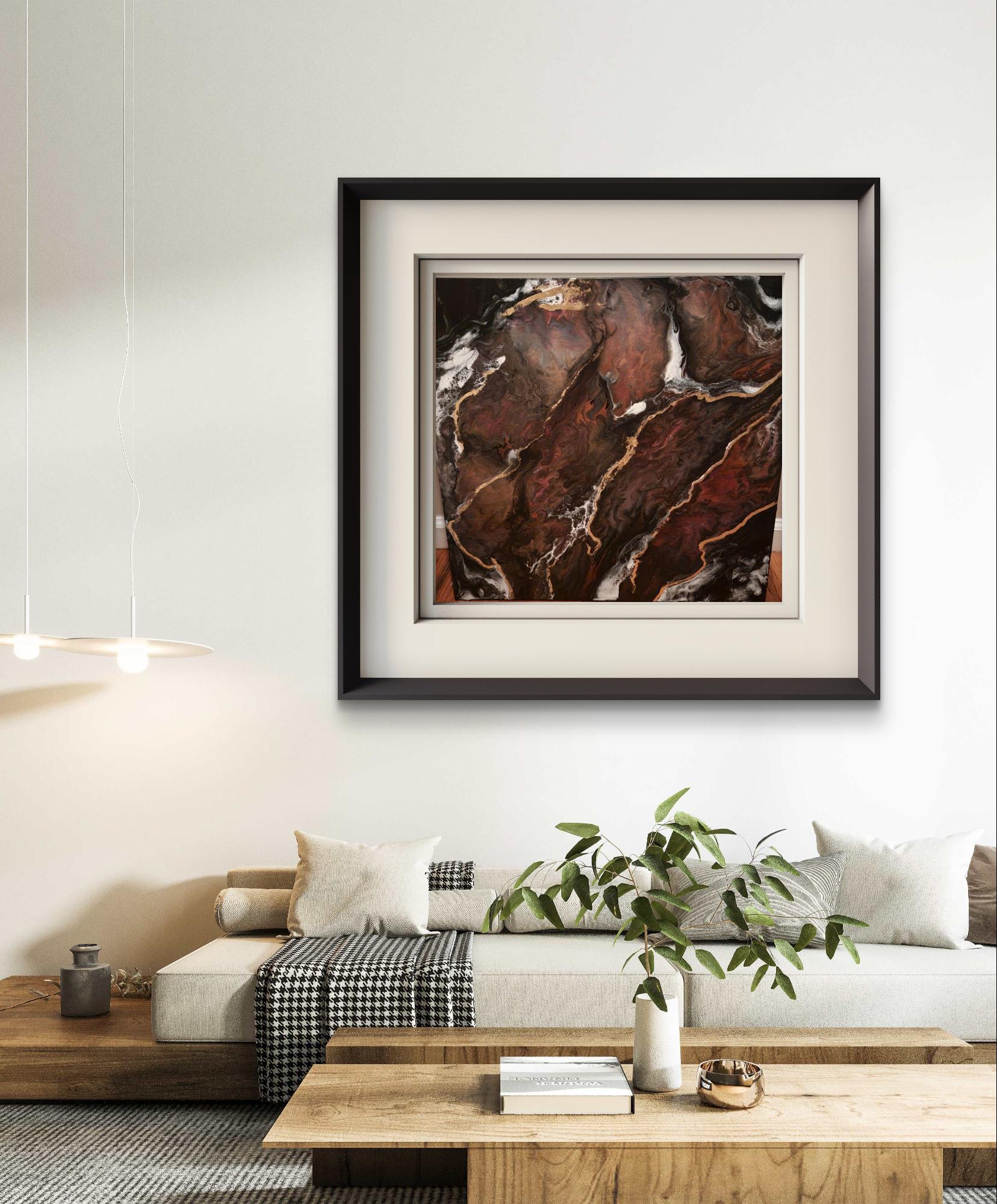 抽象アクリル画 金箔アート オリジナル抽象画：24x24 金箔アクリルウォールアート - Etsy 日本