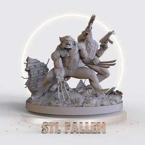 Wolverine & Punisher Diorama 3D Printable STL File -Instant Download - Fast and Easy for  Google Drive&quot; STL FILE