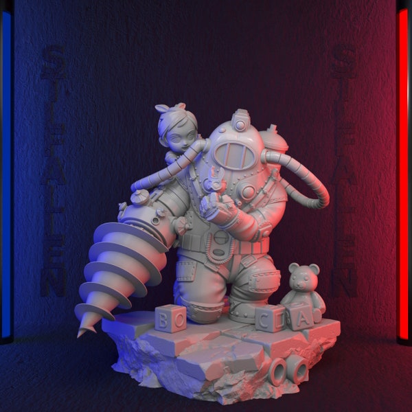 Chibi Big Daddy Little Sister 3D Printable STL File -Instant Download - Fast and Easy  Google Drive" STL FILE