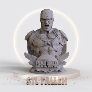Captain bust america 3D Printable STL File -Instant Download - Fast and Easy  Google Drive&quot; STL FILE