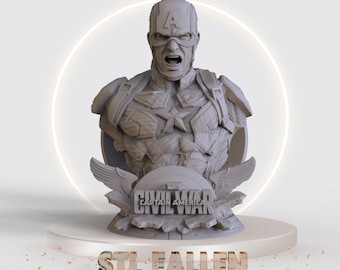 Captain Bust America 3D afdrukbaar STL-bestand -Instant downloaden - snel en eenvoudig Google Drive "STL-bestand