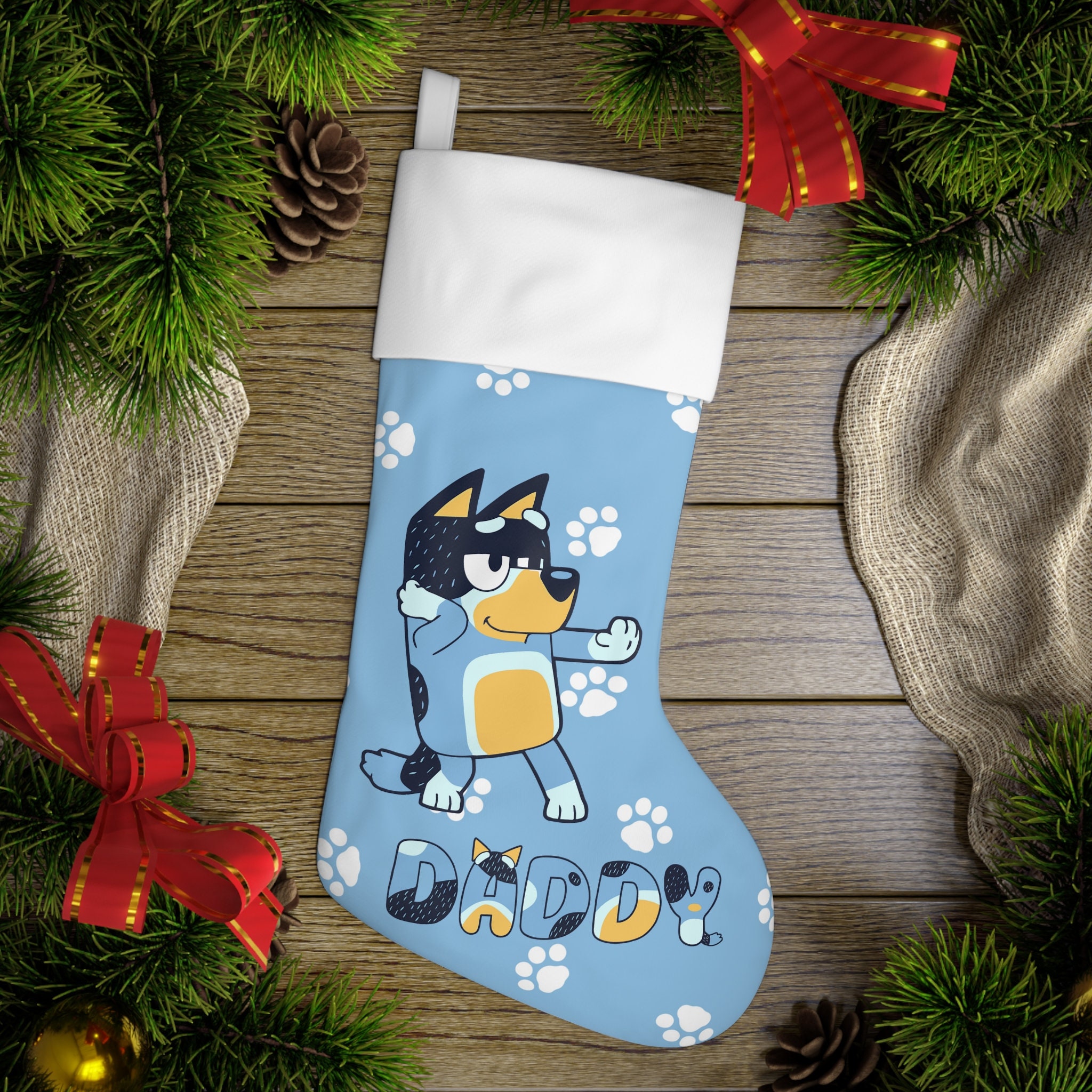 Discover Personalized BlueyDad Christmas Stocking, BlueyDad Family Christmas Stocking