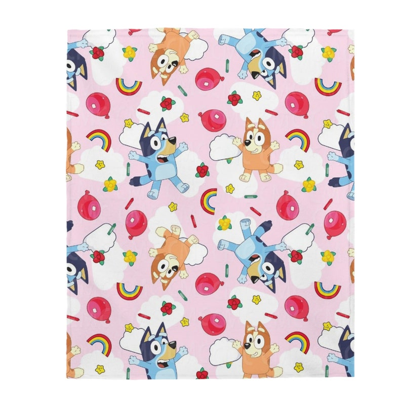 BLUEY BALLOON PINK Velveteen Plush Blanket Etsy