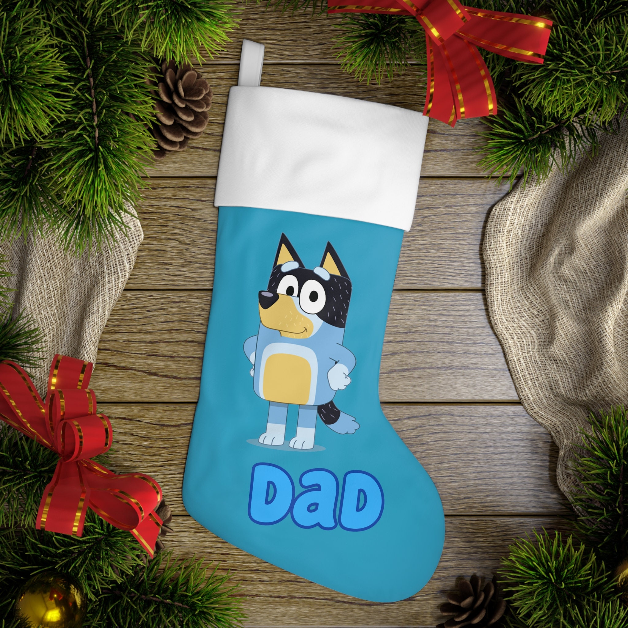 Discover Personalized BlueyDad Christmas Stocking, BlueyDad Family Christmas Stocking