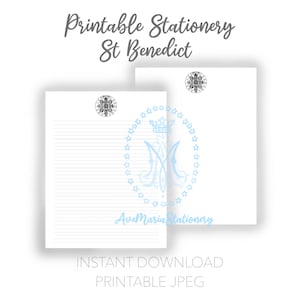 Catholic Letter Paper - St. Benedict Design (8.5x11) - Faith Notes, Stationery, Instant Download
