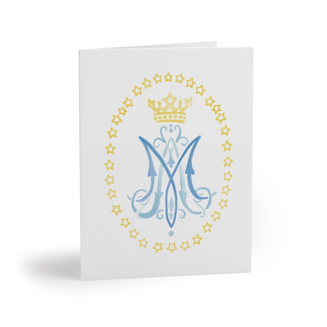 Catholic Greeting Cards Set of 8 Marian Symbol Greeting Cards Etsy