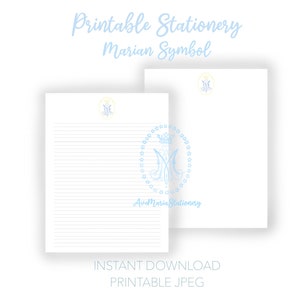 DOWNLOAD DIGITALE Carta da lettere stampabile simbolo mariano 8,5x11,5 cm