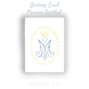 Katholieke wenskaart: Marian symbool (5x7 & 8.5x11) - geloof, inspiratie, cadeau, digitale download