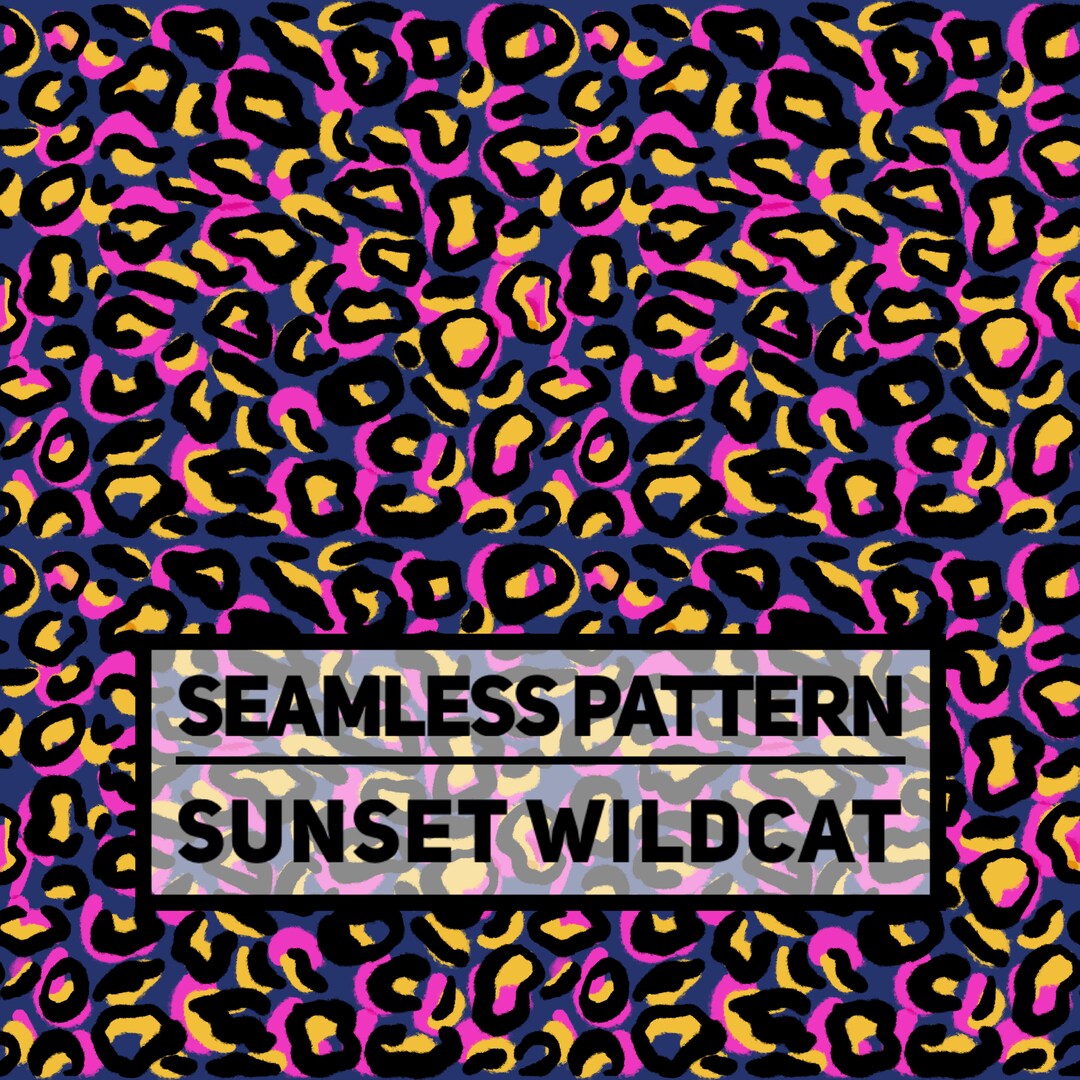 Wildcat Pattern Background Sunset Wildcat Leopard Print Seamless Repeat Pattern, Sunset Wildcat ...