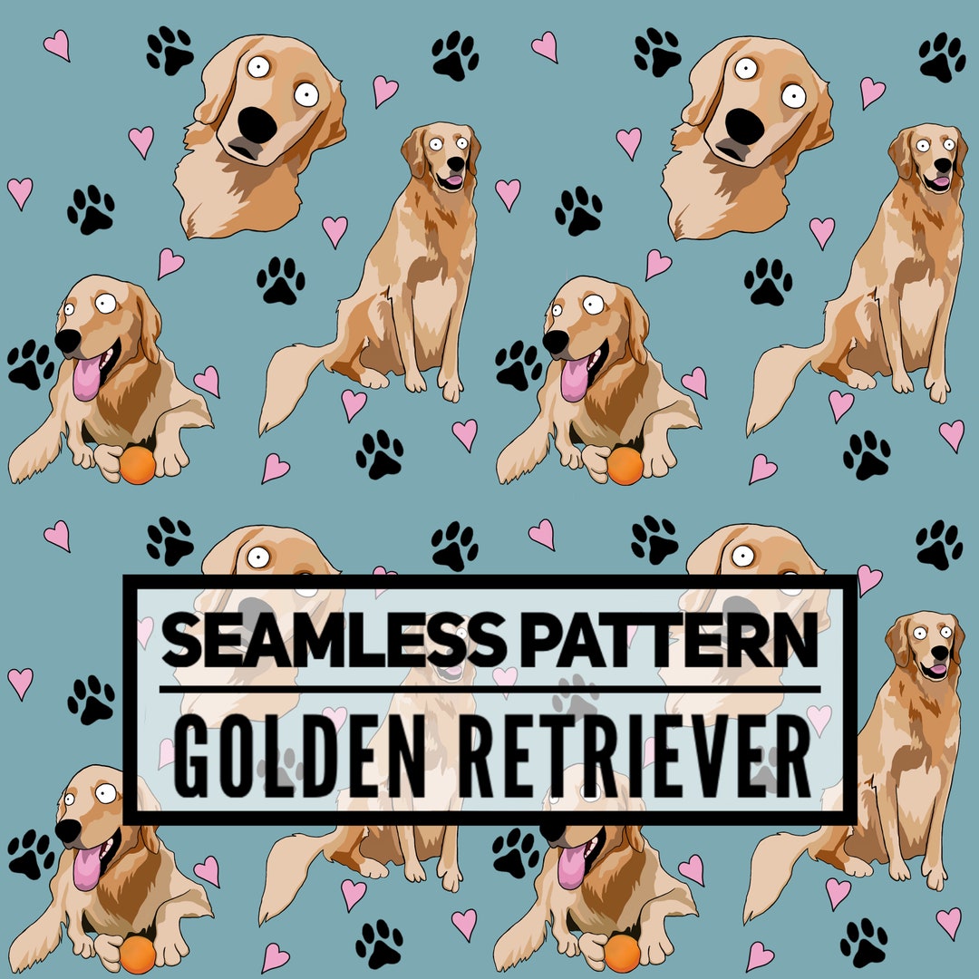 Golden Retriever Seamless Repeat Pattern, Golden Retriever Seamless ...