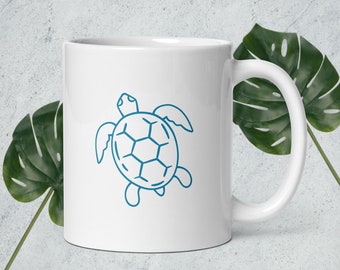Sea Turtle Coffee Mug, Coastal Mug, Beach Ceramic Coffee Cup, Beach Inspired Mug, Ocean Ceramic Mug, Turtle Ceramic Mug, Turtle Lover Gift