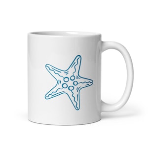Starfish Coffee Mug, Ocean Mug, Beach Ceramic Coffee Cup, Beach Inspired Mug, Beach Theme Coffee Mug, Beach Mug, Cape Cod Gift, Starfish Mug