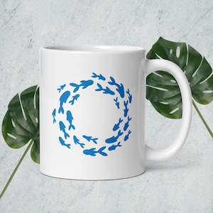 Ocean Ceramic Mug, Beach Coffee Cup, Beach Inspired Mug, Beach Theme Coffee Mug, Ceramic Fish Coffee Mug, Aesthetic Mug, Creative Gift