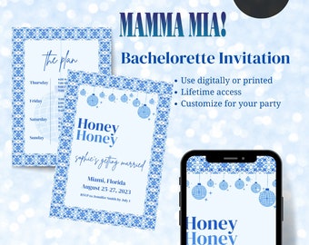 Mamma Mia Bachelorette Party Itinerary | Bride's Last Disco Bachelorette | Editable Template on Canva