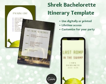 Shrek Bachelorette Party | Last Romp in the Swamp | Customizable Canva Template, Digital Download