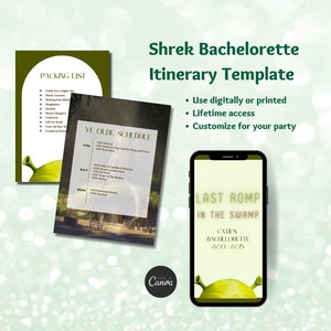 Shrek Junggesellinnenabschied | Last Toll im Sumpf | Anpassbare Canva Vorlage, digitaler Download