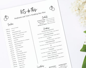Editable Wedding Day Timeline Template (Digital Download)