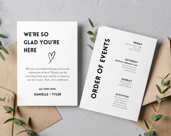 Modern Wedding Welcome Bag Note & Events Timeline (Digital Download)