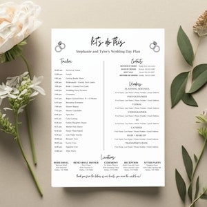 Wedding Day Timeline Template, Editable Wedding Timeline | Wedding Weekend Timeline | Bridal Party Timeline | Wedding Template