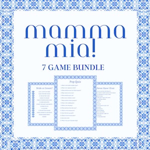 Mamma Mia Bachelorette Party Games: Bridal Shower Game Bundle (Digital PDF)