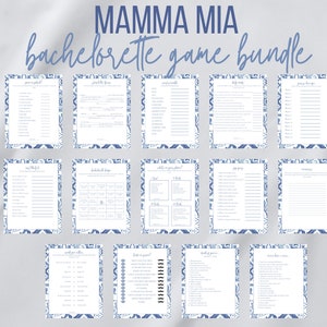 Jeux d&#39;enterrement de vie de jeune fille de Mamma Mia | Ensemble de jeux de douche nuptiale Mamma Mia |  Modèle modifiable | Téléchargement instantané | La dernière discothèque de la mariée