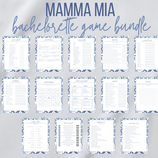 Mamma Mia Bachelorette Party Games | Mamma Mia Bridal Shower Game Bundle |  Editable Template | Instant Download | Bride's Last Disco