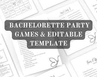 Minimalist Bachelorette Party Games: Editable Canva Templates (Digital Download)