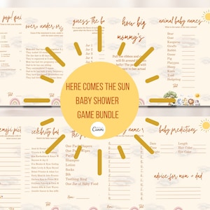 Here Comes the Son Baby Shower Games | Baby Shower Bundle, Sun Baby Shower. Editable Template and Printable Baby Shower Games