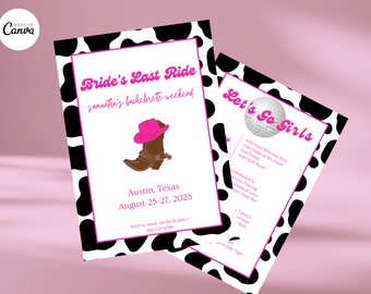 Disco Bachelorette Party Invite | Space Cowgirl Bachelorette Party | Bachelorette Itinerary Template | Let's Go Girls | Austin Bachelorette