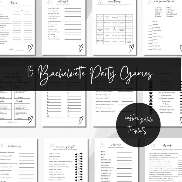 Bachelorette Party Games | Bachelorette Bundle | Bachelorette Games | Hen Do Quiz Games Pack | Hen Party Games