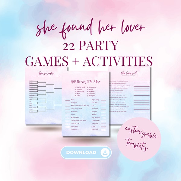 Found Her Lover Bachelorette Party Games | Lover Bridal Shower Games | Digital Download Print at Home | Taylor Swift Bachelorette Party