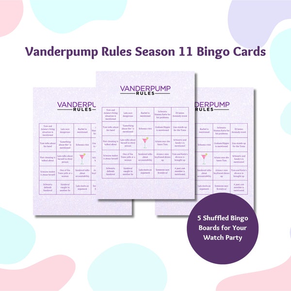 Vanderpump Rules Season 11 Bingo Cards | Scandoval | Download + Print at Home | Vanderpump Rules Watch Party