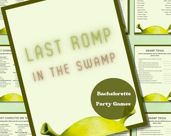 Last Romp in the Swamp | Shrek Bachelorette Party Games | Customizable Canva Template, Digital Download