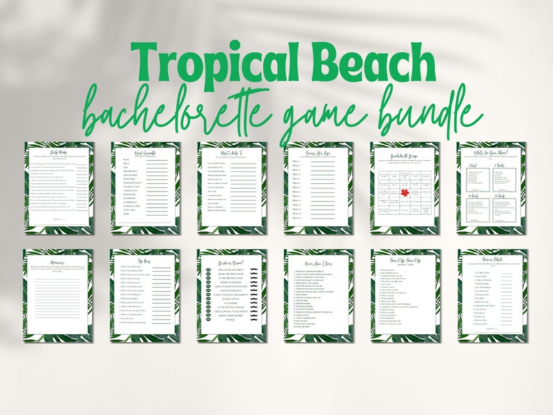 bachelorette party, bachelorette games, drinking games, beach bachelorette, tropical bachelorette, pool bachelorette, dirty drink if,  tropical bach party, bach party games, bachelorette bingo, bachelorette bundle, printable games, tropical palm