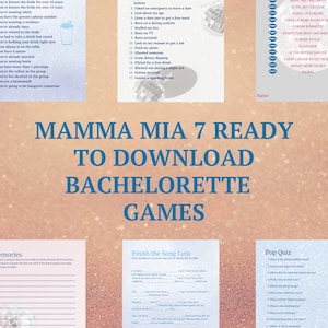 MAMMA MIA BACHELORETTE Party Game Bundle | Pre-Made Games | Download and Print at Home | Bridal Shower Games (Dirty) | Bride&#39;s Last Disco