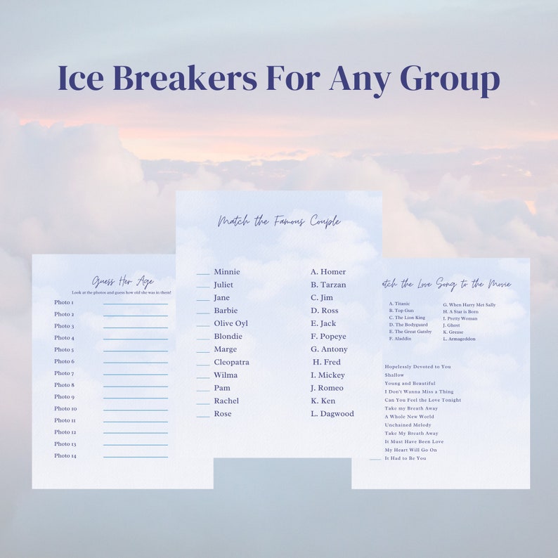 On Cloud Nine Bridal Shower Bridal Shower Games and Activities, Instant