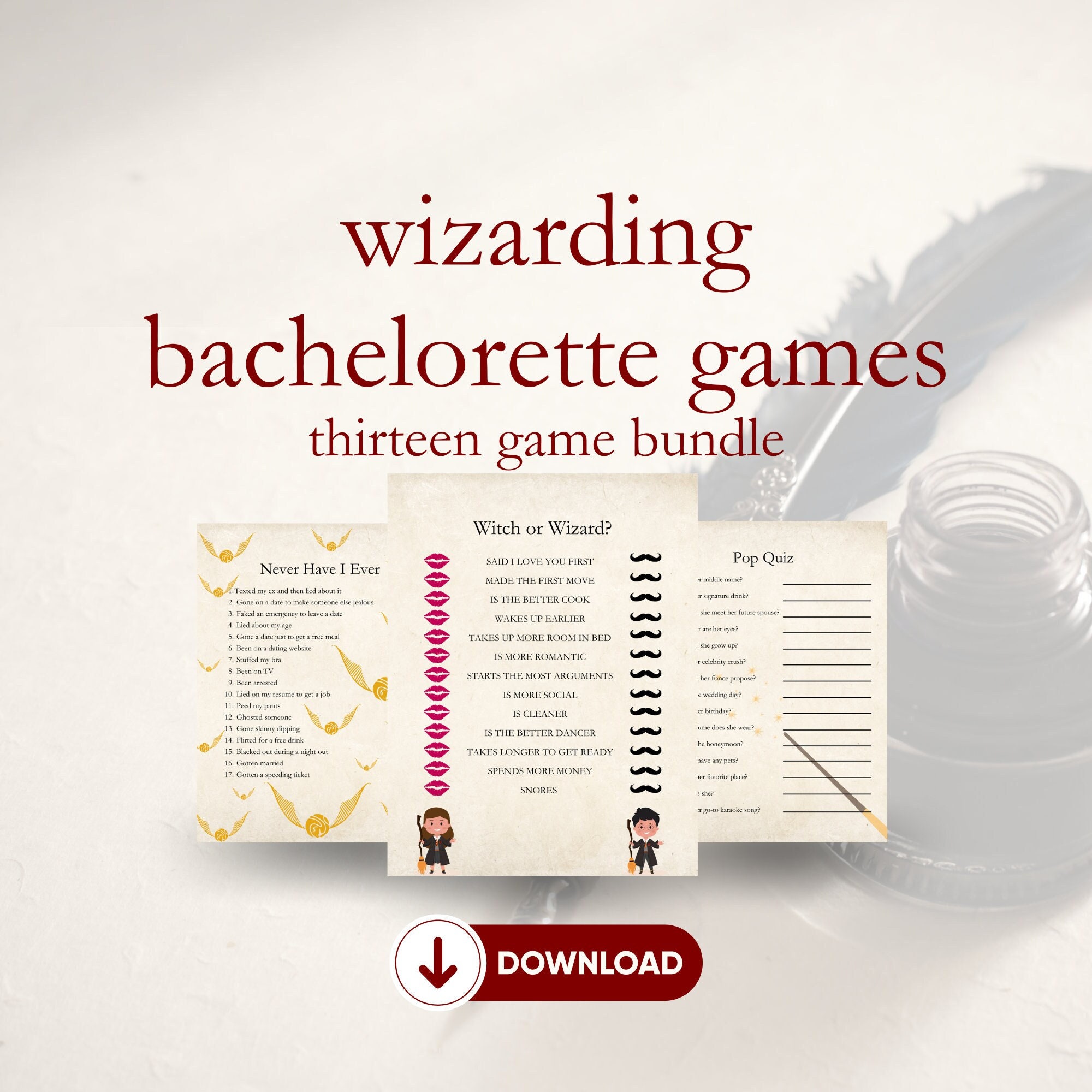 Wizard Party Games Bundle, 13 Printable Wizard Party Games, Wizard