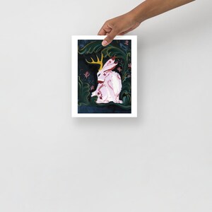Nordic Delight: 8x10 Rosemaling-Inspired Jackalope Art Print for Myth Lovers | Wall Decor, Folklore Art