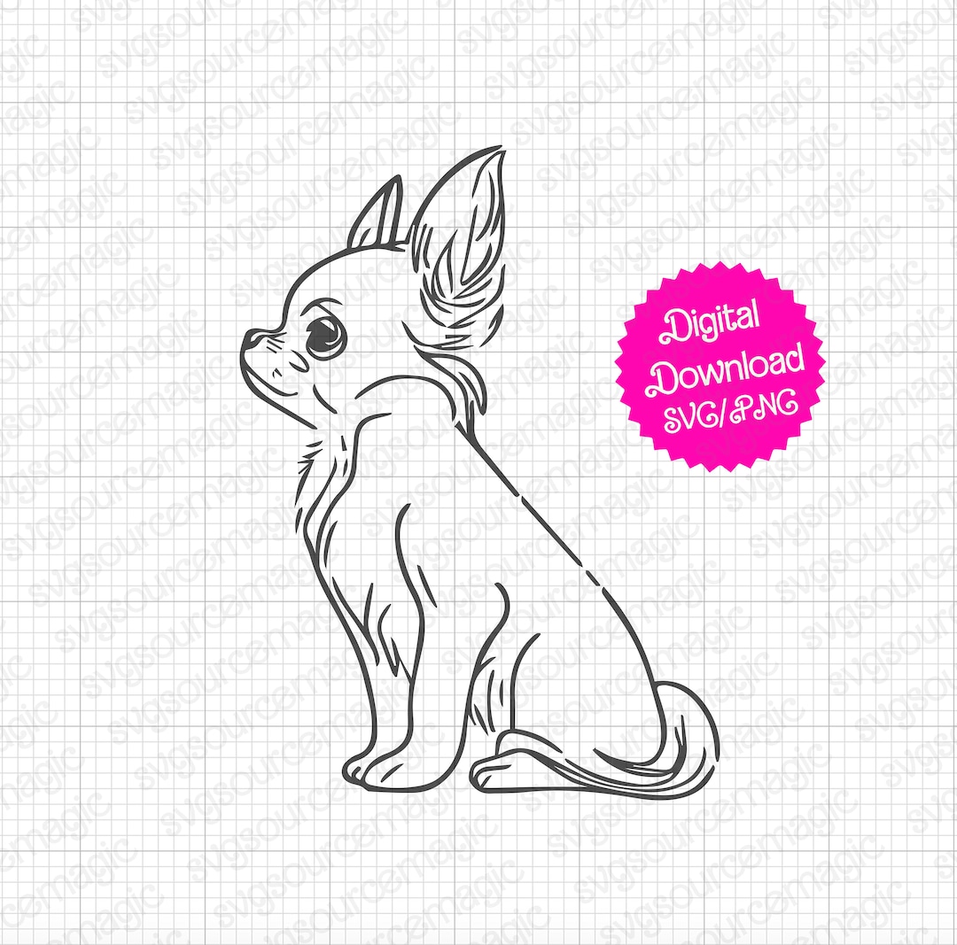 long-haired-chihuahua-line-drawing-art-high-quality-png-and-etsy