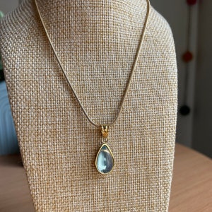 Beautiful Baby Blue Teardrop Necklace, Raindrop Necklace, Waterdrop Necklace, 18k Gold Plated Waterdrop Necklace, Dainty Necklace